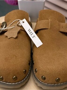 WILT Suede Clog Slip-On in Tan NWT